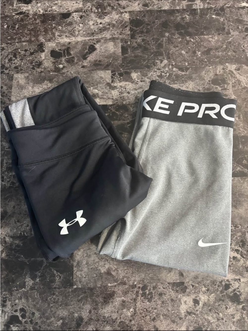 Girls size youth large leggings. Under armour & Nike
